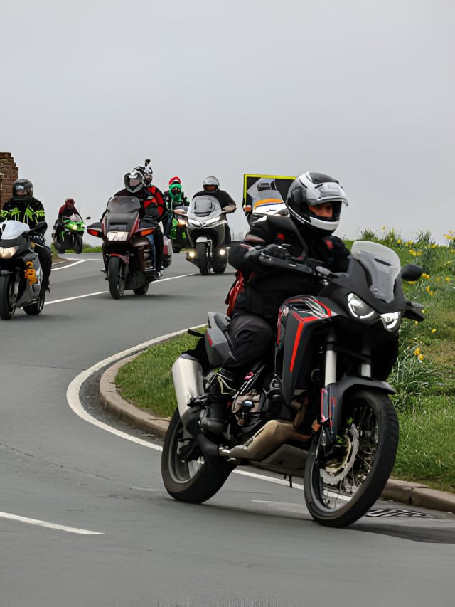 friends or in a group motorcycle riding