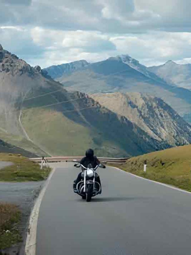 A rider riding on road Riding moto banner